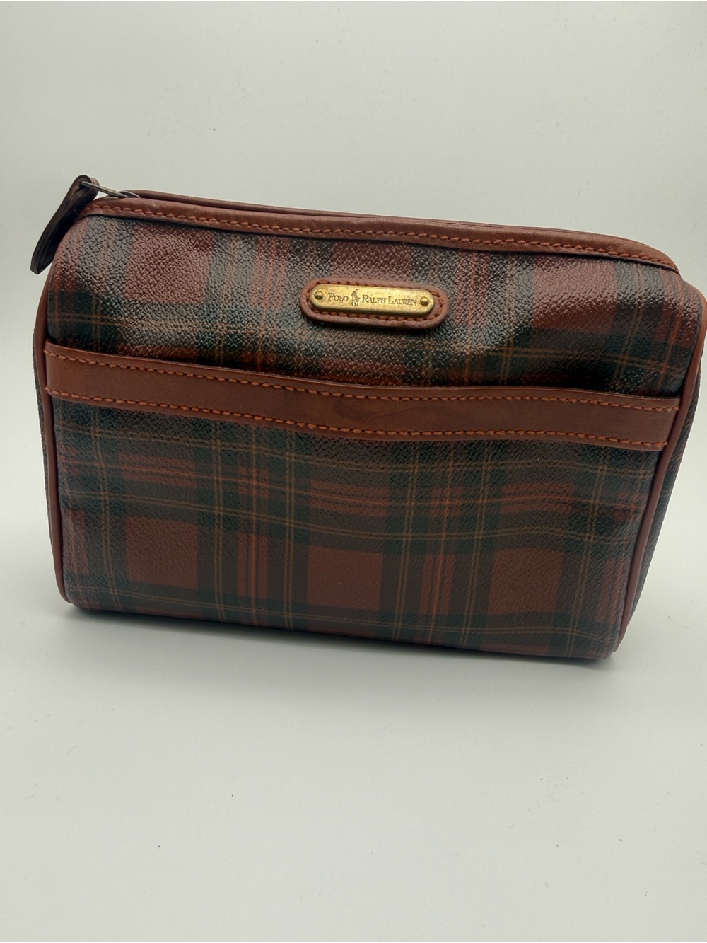 Vintage Polo Ralph Lauren Tartan Plaid Dopp Toiletry Travel Bag